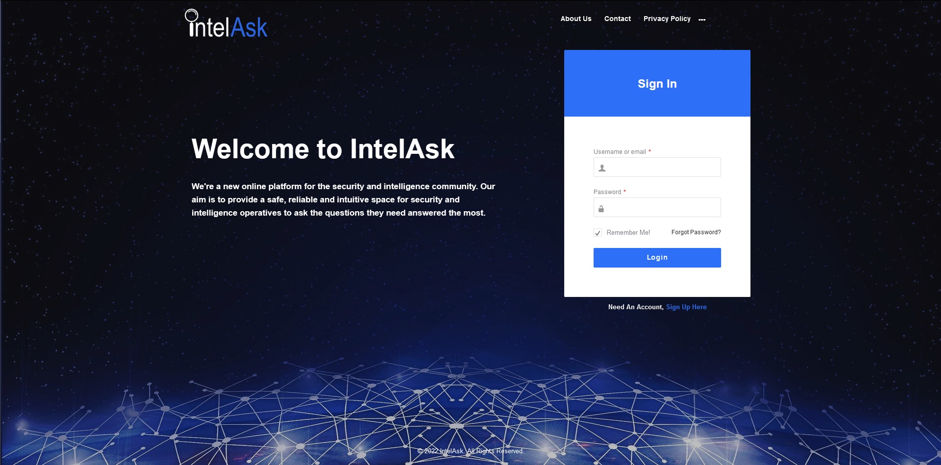 IntelAsk Login Page